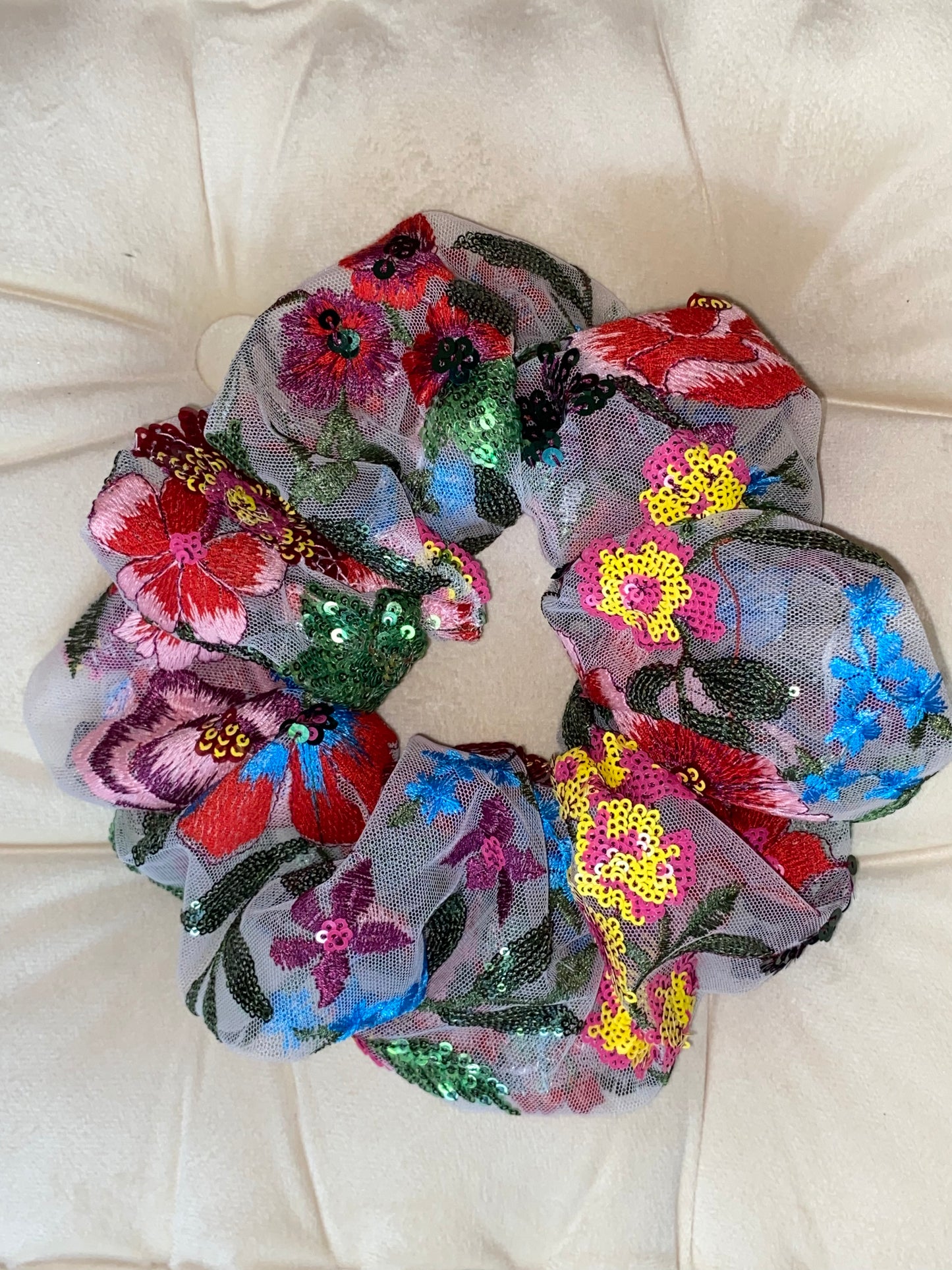 Embroidered Large Scrunchie